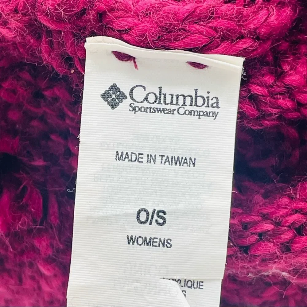 Columbia Cable Knit Adult Maroon Beanie Pom Pom